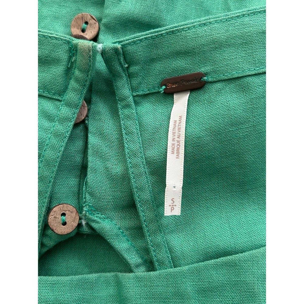 Free People Free-Est Poolside Perfect Mini Dress S Green Linen Boho Resort - Picture 6 of 7